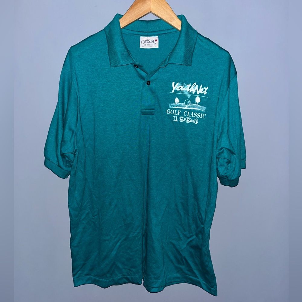 Crystal Springs Vintage 94 YouthNet Golf Classic Polo Shirt Teal XL Made in USA